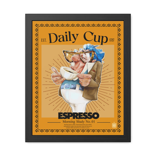 Work 01 – Daily Cup | Volume I (16 × 20 Framed Illustration) – Glyphworks