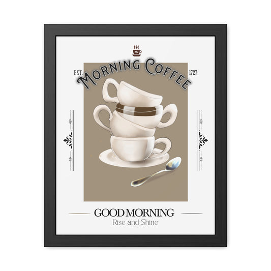 Work 03 – Stacked Mugs | Volume I (16 × 20 Framed Illustration) – Glyphworks